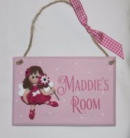 Personalised Room Plaque with fimo fairy girl
