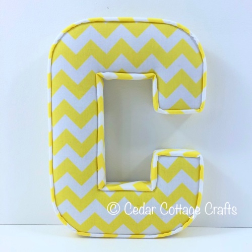 Fabric Covered Padded Letter C - Chevron Yellow