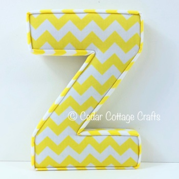 Fabric Covered Padded Letter Z - Chevron Yellow
