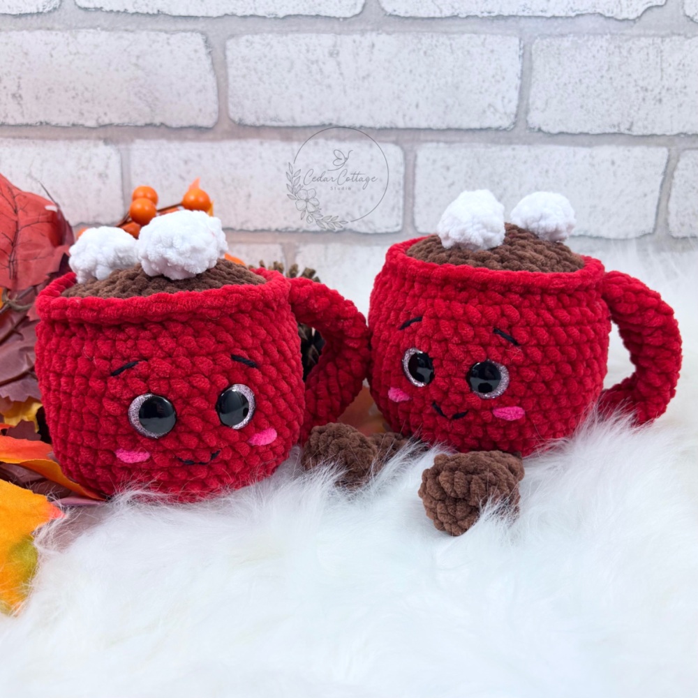 Hot Chocolate Cup with Marshmallows Digital Crochet Pattern