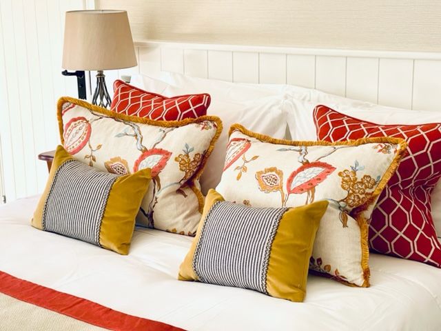 cushions -red and yellow scheme