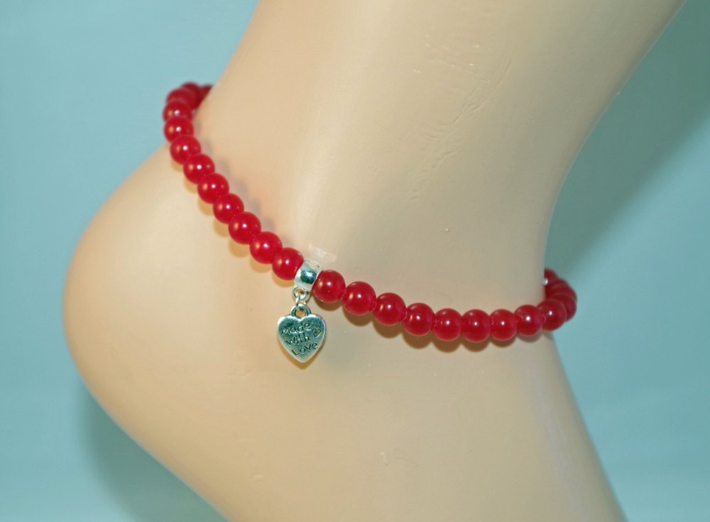 Ruby Red Chalcedony Anklet