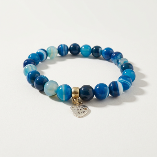 AMELIE HOPE CRYSTAL HEALING BLUE BANDED AGATE BRACELET