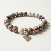 AMELIE HOPE CRYSTAL HEALING PINK ZEBRA JASPER BRACELET