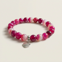 AMELIE HOPE CRYSTAL HEALING PINK BANDED AGATE BRACELET
