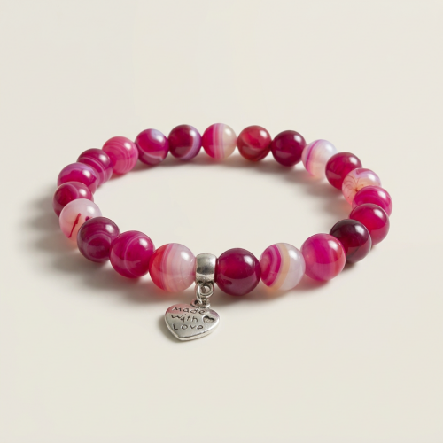 AMELIE HOPE CRYSTAL HEALING PINK BANDED AGATE BRACELET