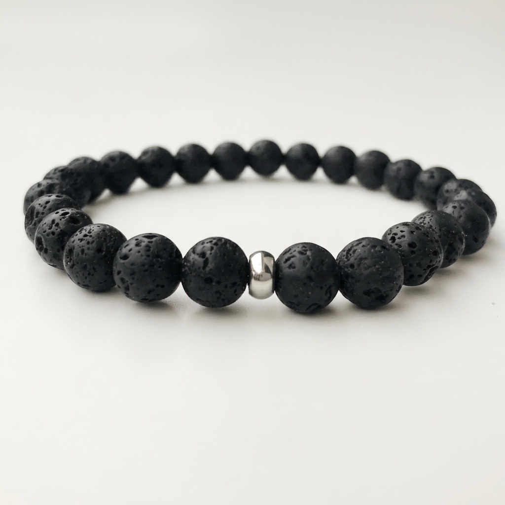 LAVA STONE FOR MEN AMELIE HOPE CRYSTAL HEALING BRACELET