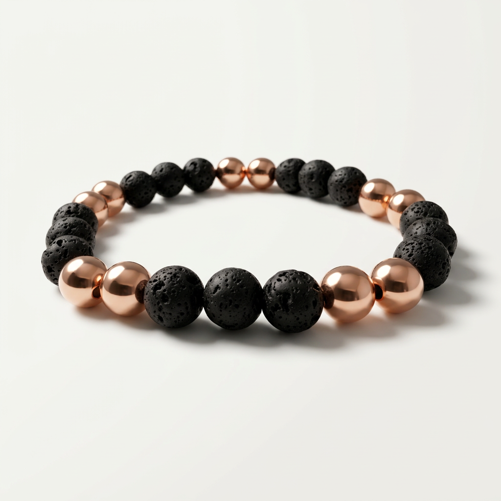 COPPER & LAVA STONE FOR MEN AMELIE HOPE CRYSTAL HEALING BRACELET