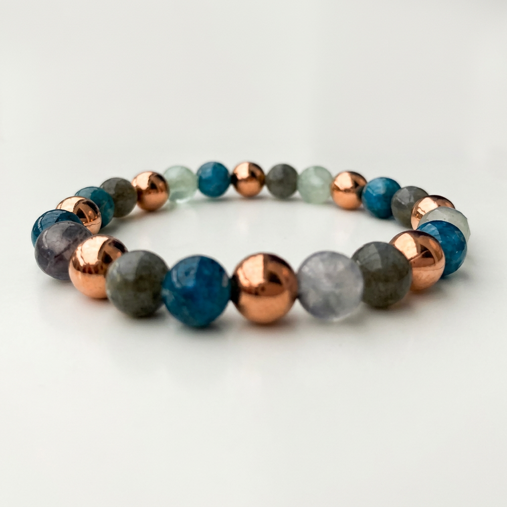 Arthritis & Rheumatism Relief Bracelet | Copper Bracelet | Blue Apatite Labradorite Fluorite