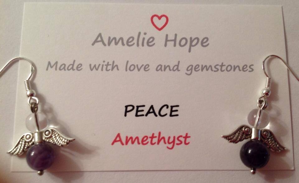 AMETHYST AMELIE HOPE CRYSTAL HEALING ANGEL GEMSTONE EARRINGS 