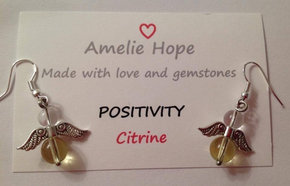 CITRINE AMELIE HOPE CRYSTAL HEALING ANGEL GEMSTONE EARRINGS 