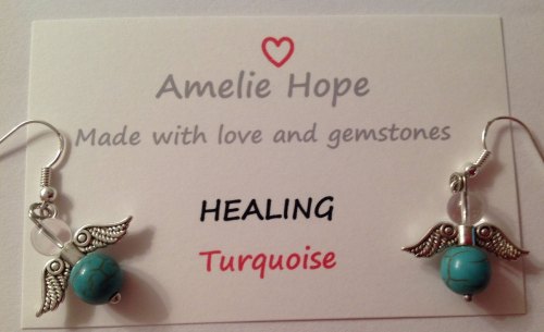 TURQUOISE AMELIE HOPE CRYSTAL HEALING ANGEL GEMSTONE EARRINGS 