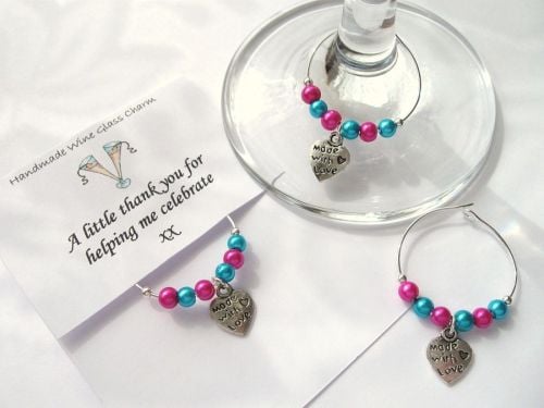 Made With Love Just For You Wine Gl Charm 5 X Wine Gl Charms Thank You Wedding Hen Party Gifts Cc1285