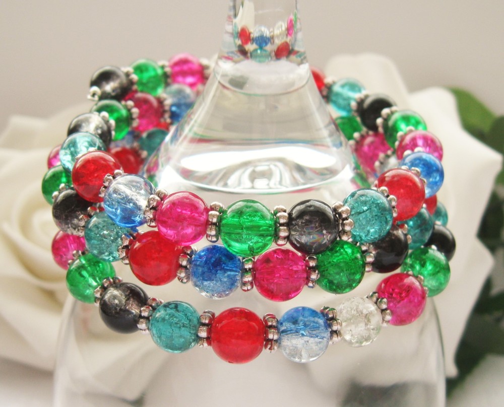 Multicoloured Crystal Wrap Around Style Bracelet - CC1292