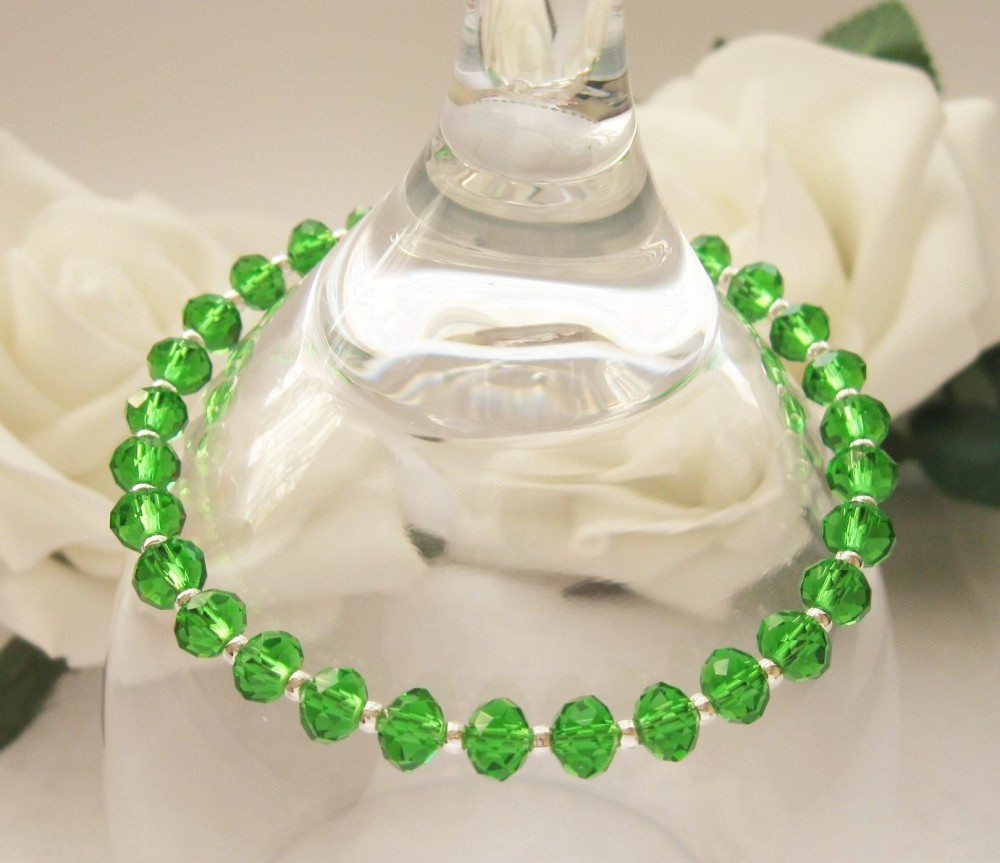 Emerald Green Crystal Rondelle Bracelet - CC1311