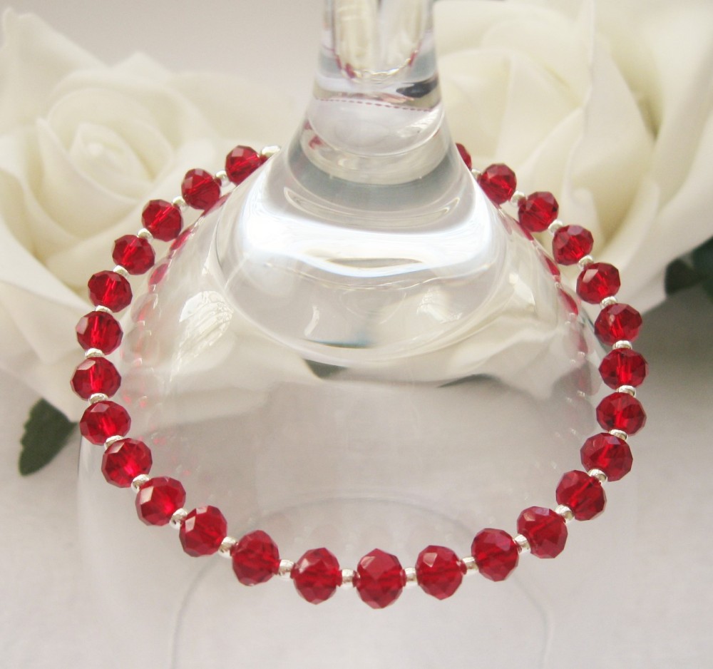 Siam Red Crystal Rondelle Bracelet - CC1312