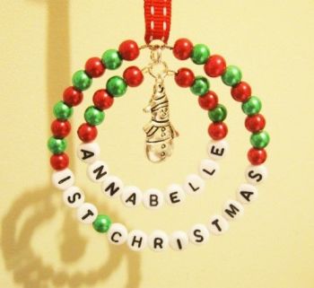 Green & Red 1st Christmas Door Handle / Tree Decoration - CC1393