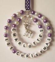 Purple & White 1st Christmas Door Handle / Tree Decoration - CC1396