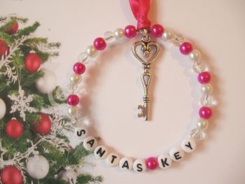 Pink Santas Key Door Handle /Tree Decoration - CC1401