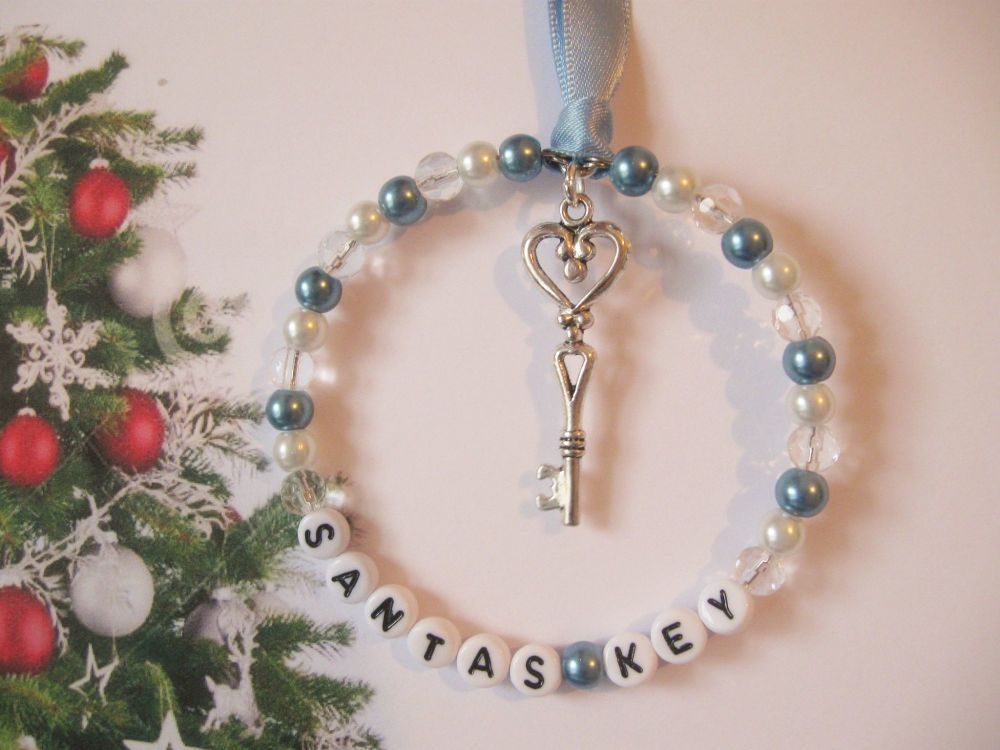 Blue Santas Key Door Handle /Tree Decoration - CC1402