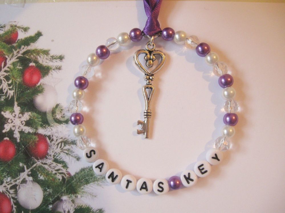 Purple Santas Key Door Handle /Tree Decoration - CC1403