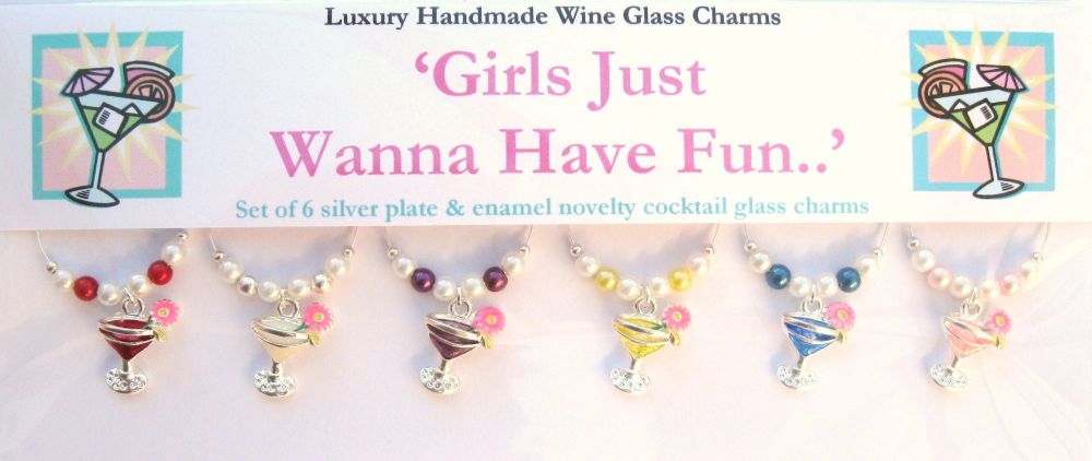 Cocktail Themed Wine Glass Charms 