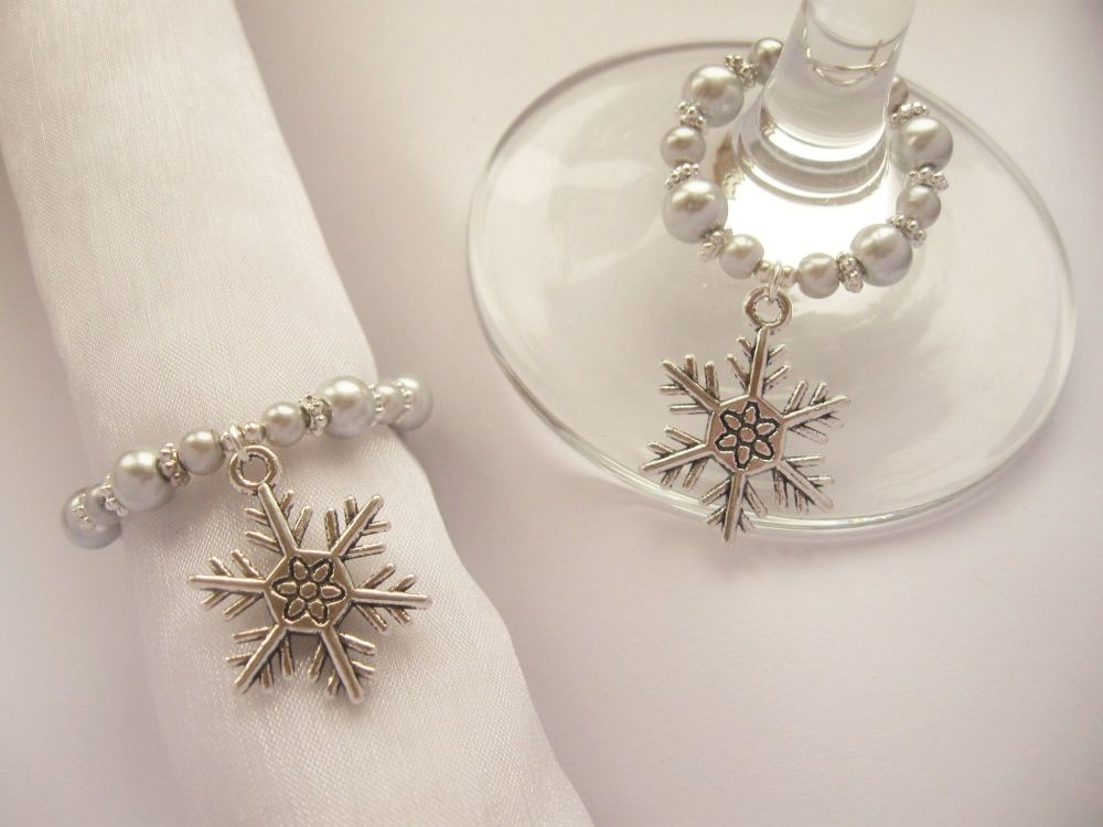 Silver Christmas Napkin Ring & Wine Glass Charm - CC1421