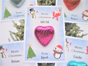 Personalised Christmas Theme Chocolate Heart - CC1437