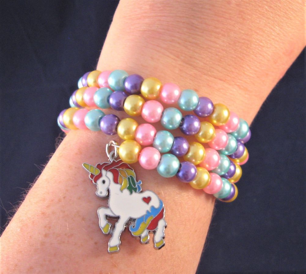Rainbow Unicorn Wrap Style Bracelet