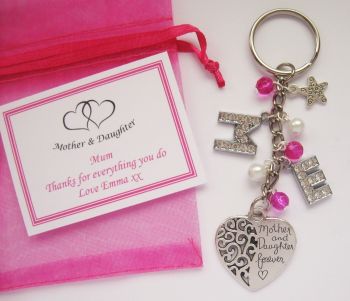 Hot Pink Mother & Daughter Charm Keyring - CC1455