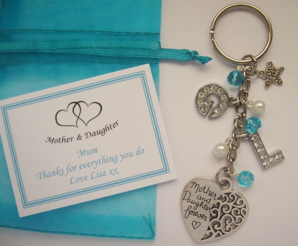 Turquoise Mother & Daughter Charm Keyring - CC1456