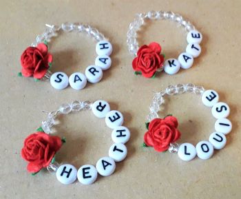 Red Rose Name Wine Glass Charm