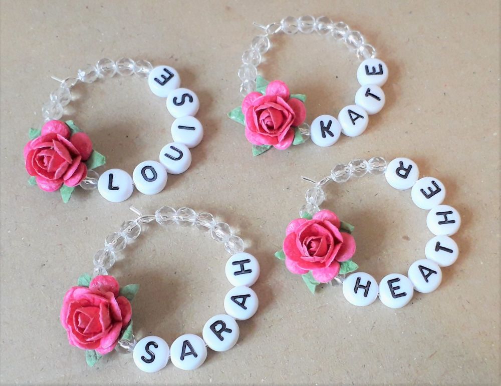 Cerise / Hot Pink Rose Name Wine Glass Charm