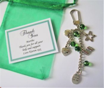 Green Best Teacher Thank You Bag Charm Keyring