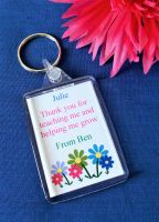 Rectangle Teacher Thank You Flower Keyring