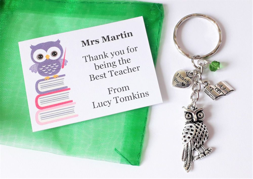 Green Owl Keyring - Teacher Thank You Gift