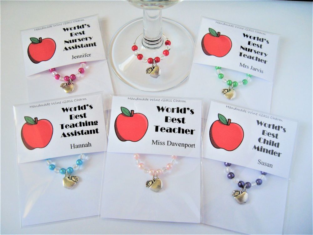  Apple Wine Glass Charm - Thank You Gift