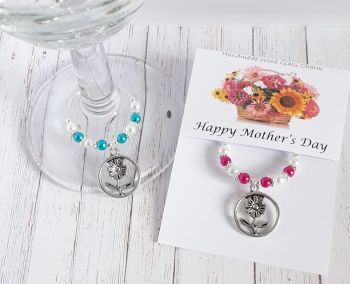 Mother's Day Gift - Flower Wine Glass Charm
