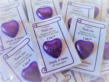A Sweet Thank You' Wedding Favours - Single Chocolate Heart