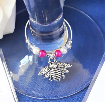 Meant To Bee Silver Plated Bumblebee Charm - Wine Glass Charm
