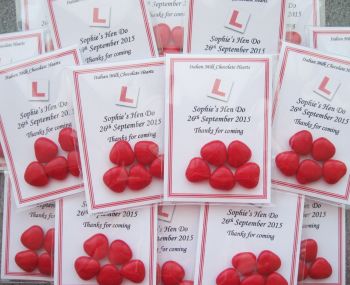 Red Chocolate Heart Dragees Hen Party Favour