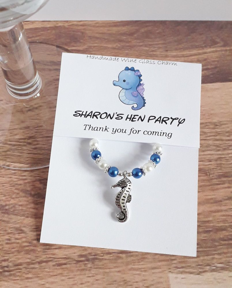 Seahorse Wine Glass Charm - Hen Party Favour