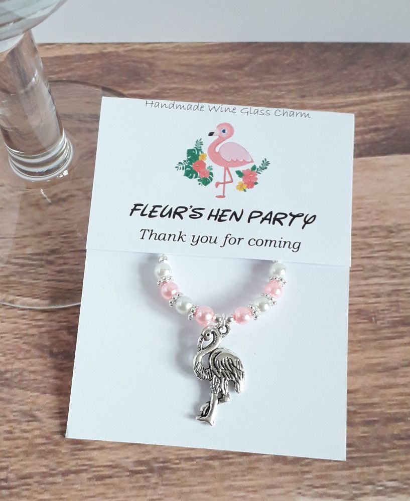 Flamingo Wine Glass Charm - Hen Party Favour