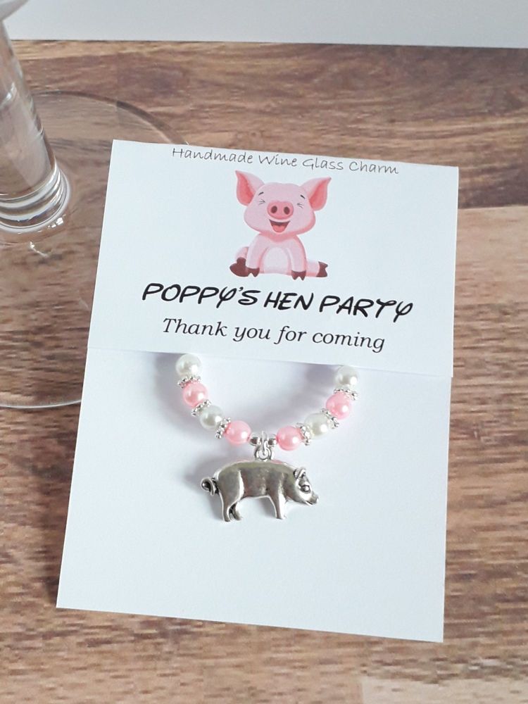 Pig Wine Glass Charm - Hen Party Favour