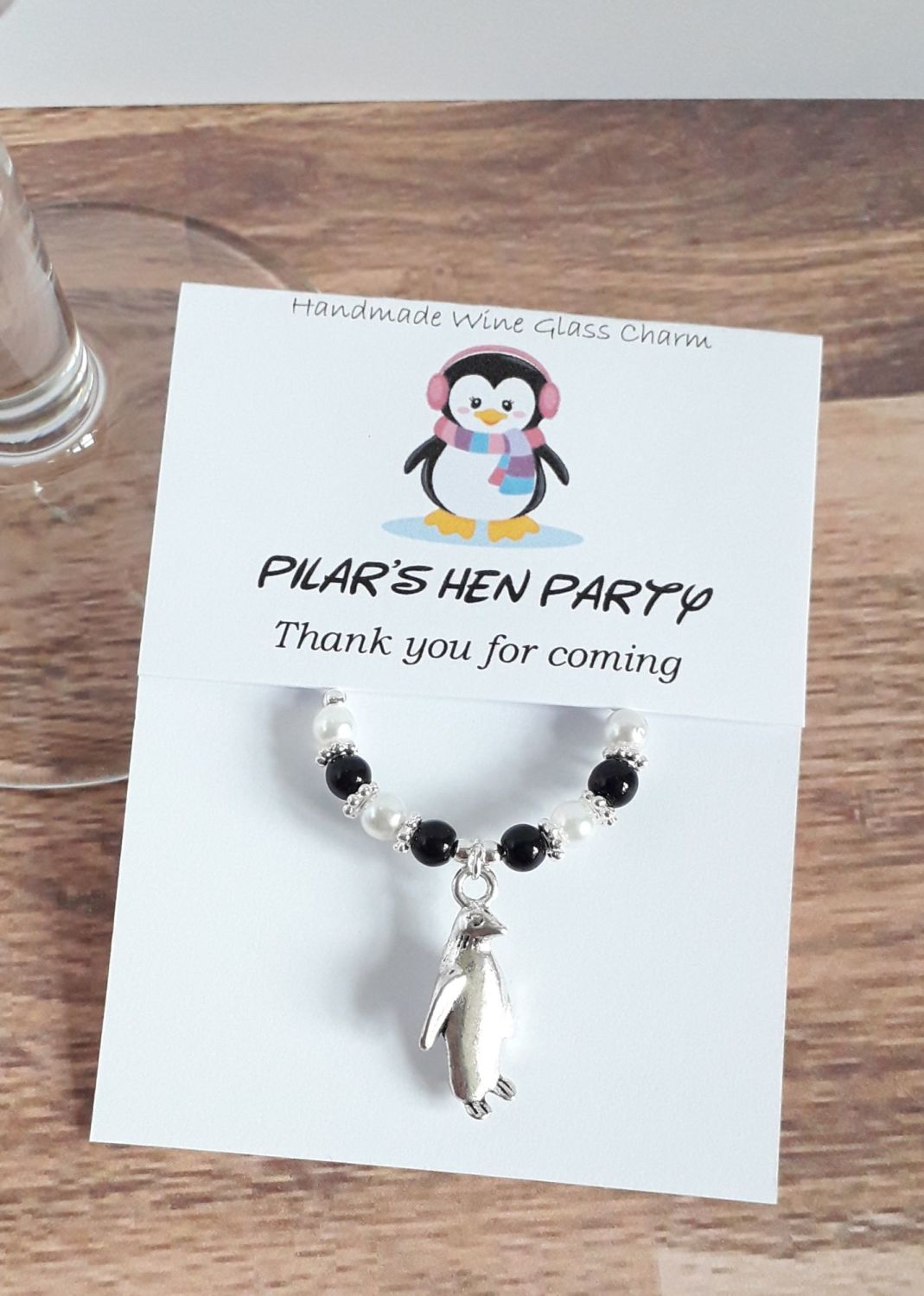 Penguin Wine Glass Charm - Hen Party Favour
