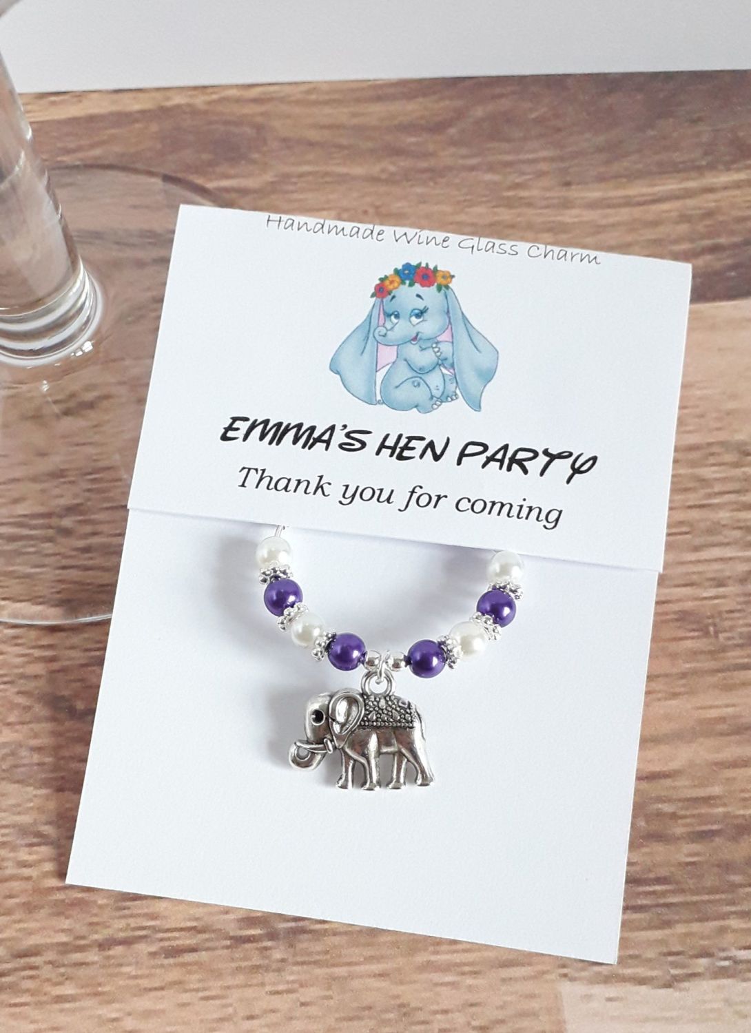 Elephant Wine Glass Charm - Hen Party Favour