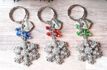 Rhinestone Crystal Snowflake Keyrings
