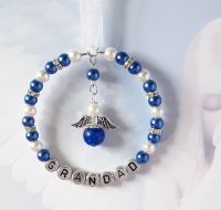 Blue Pearl Bead, Rhinestone Crystal & Angel Decoration
