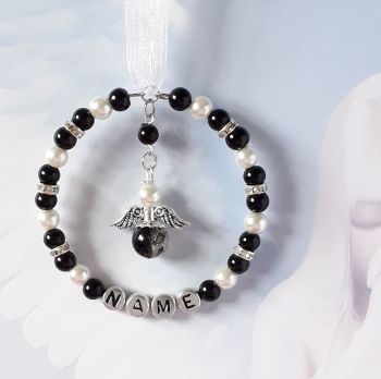 Black Pearl Bead, Rhinestone Crystal & Angel Decoration
