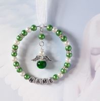 Green Pearl Bead, Rhinestone Crystal & Angel Decoration